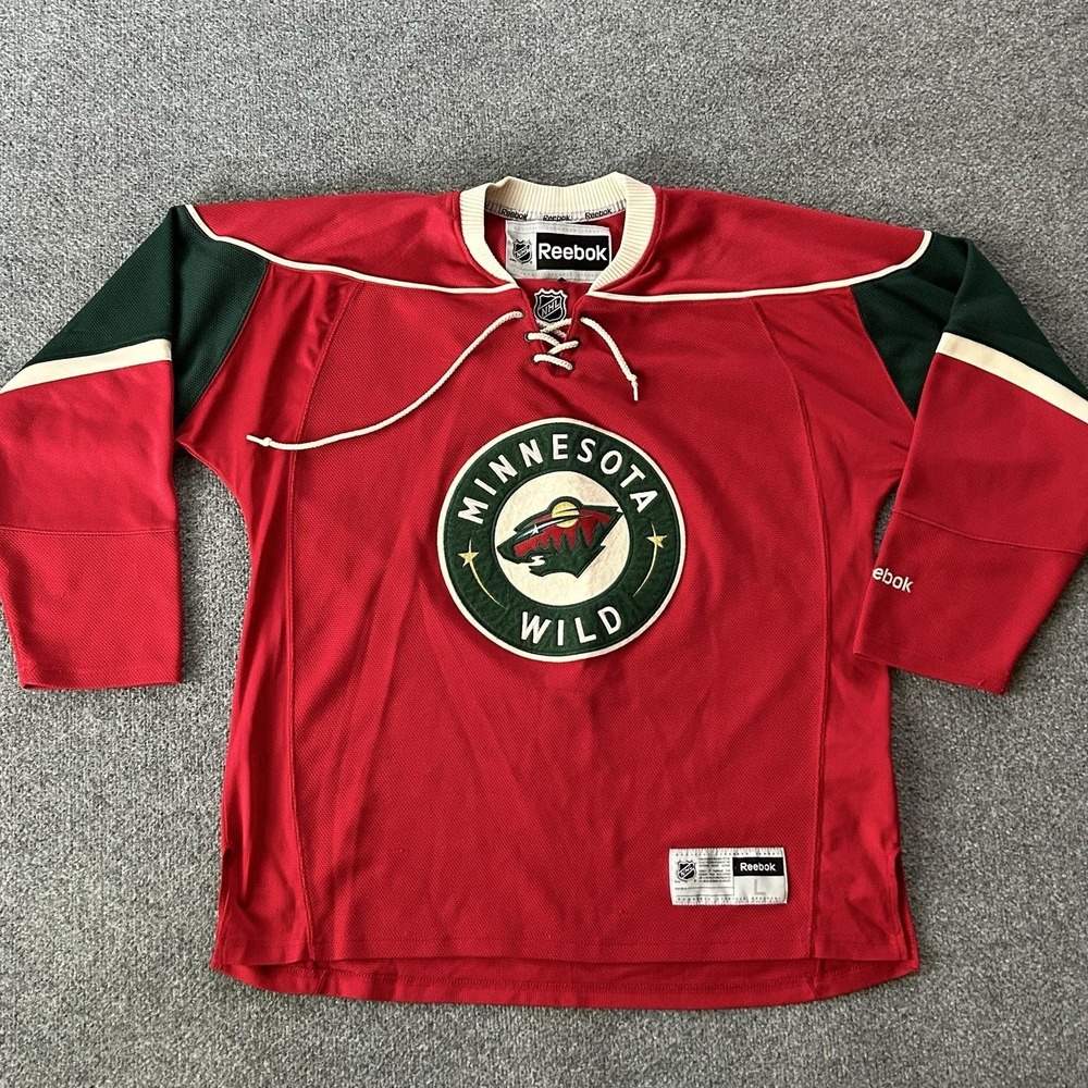 Minnesota Wild Jersey Mens L Red NHL Hockey Reebok Lace Up Sweater Vintage